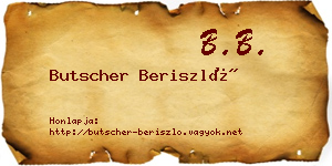 Butscher Beriszló névjegykártya